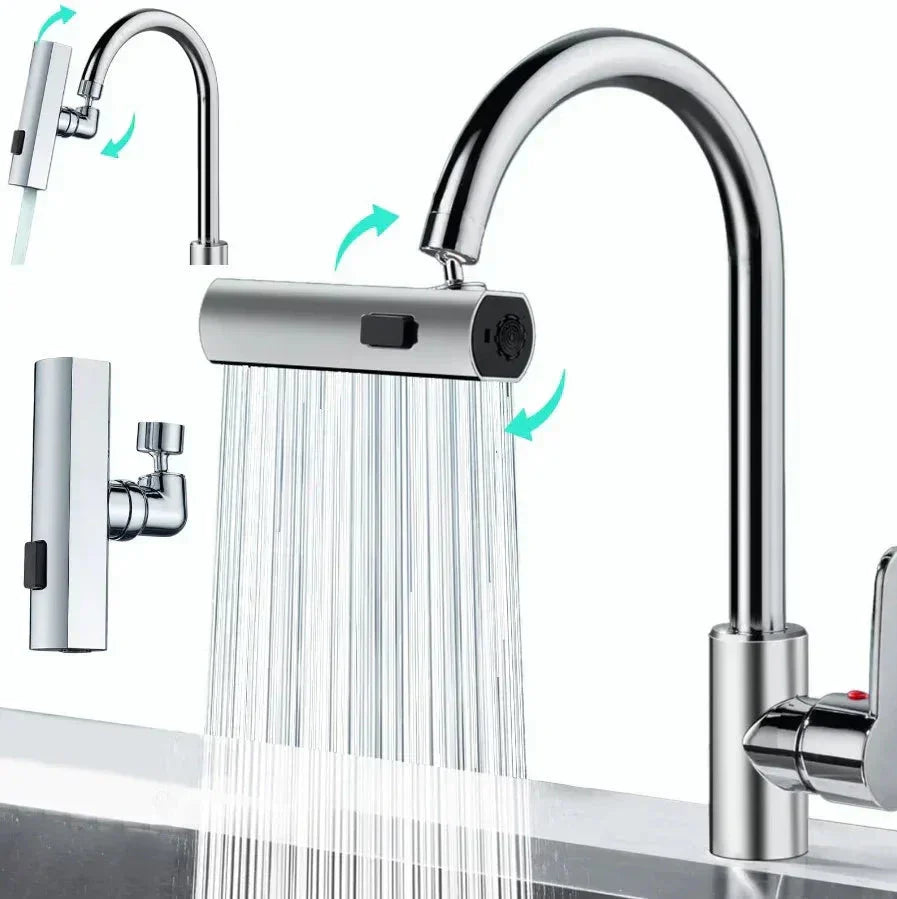 Set 2 Extensii robinet 3 in 1, 360°, 3 moduri de functionare, cupru, argintiu - Boomsale.ro
