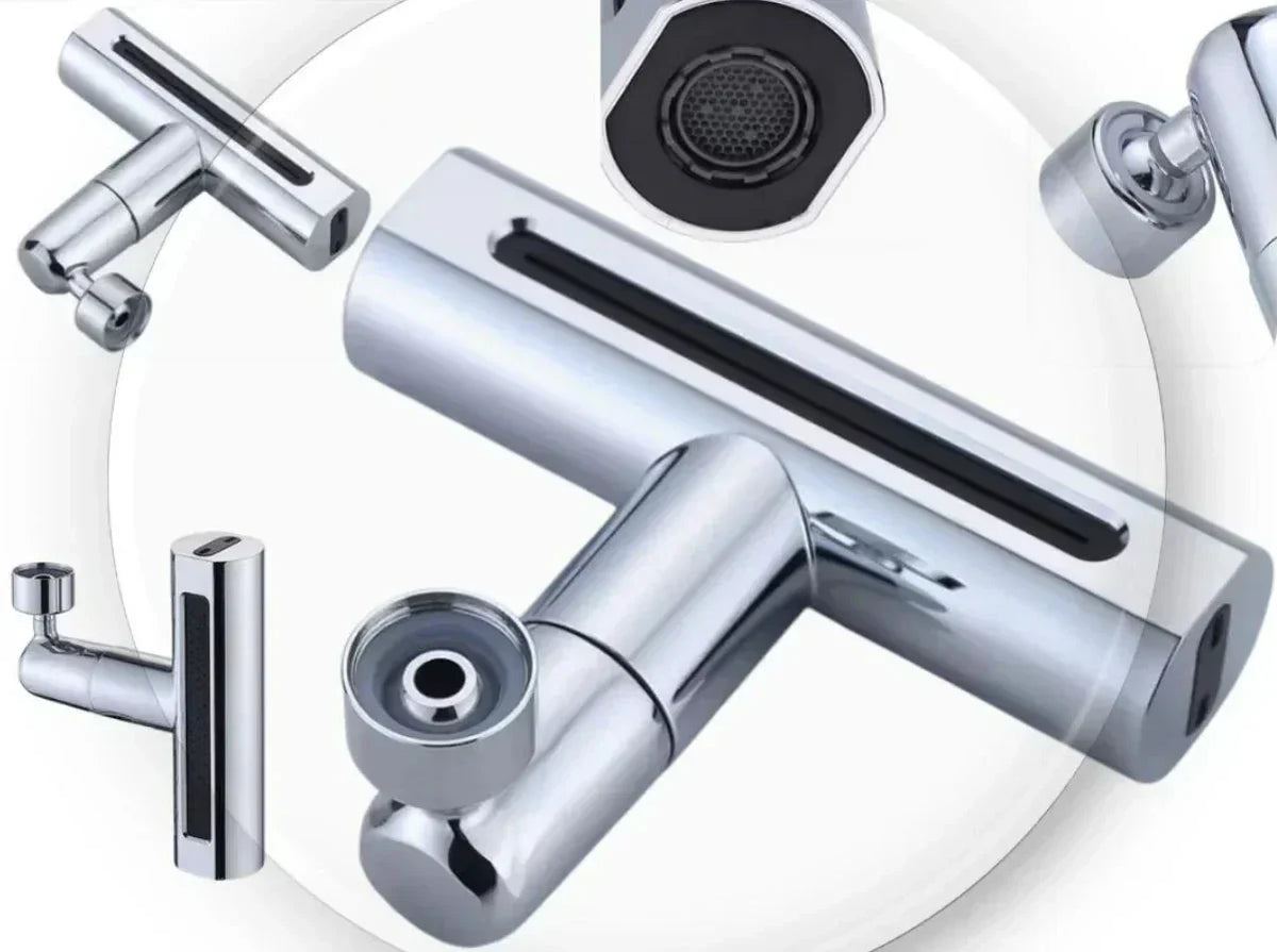 Set 2 Extensii robinet 3 in 1, 360°, 3 moduri de functionare, cupru, argintiu - Boomsale.ro