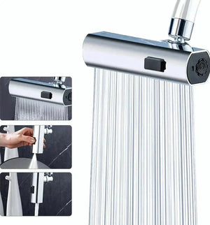 Set 2 Extensii robinet 3 in 1, 360°, 3 moduri de functionare, cupru, argintiu - Boomsale.ro