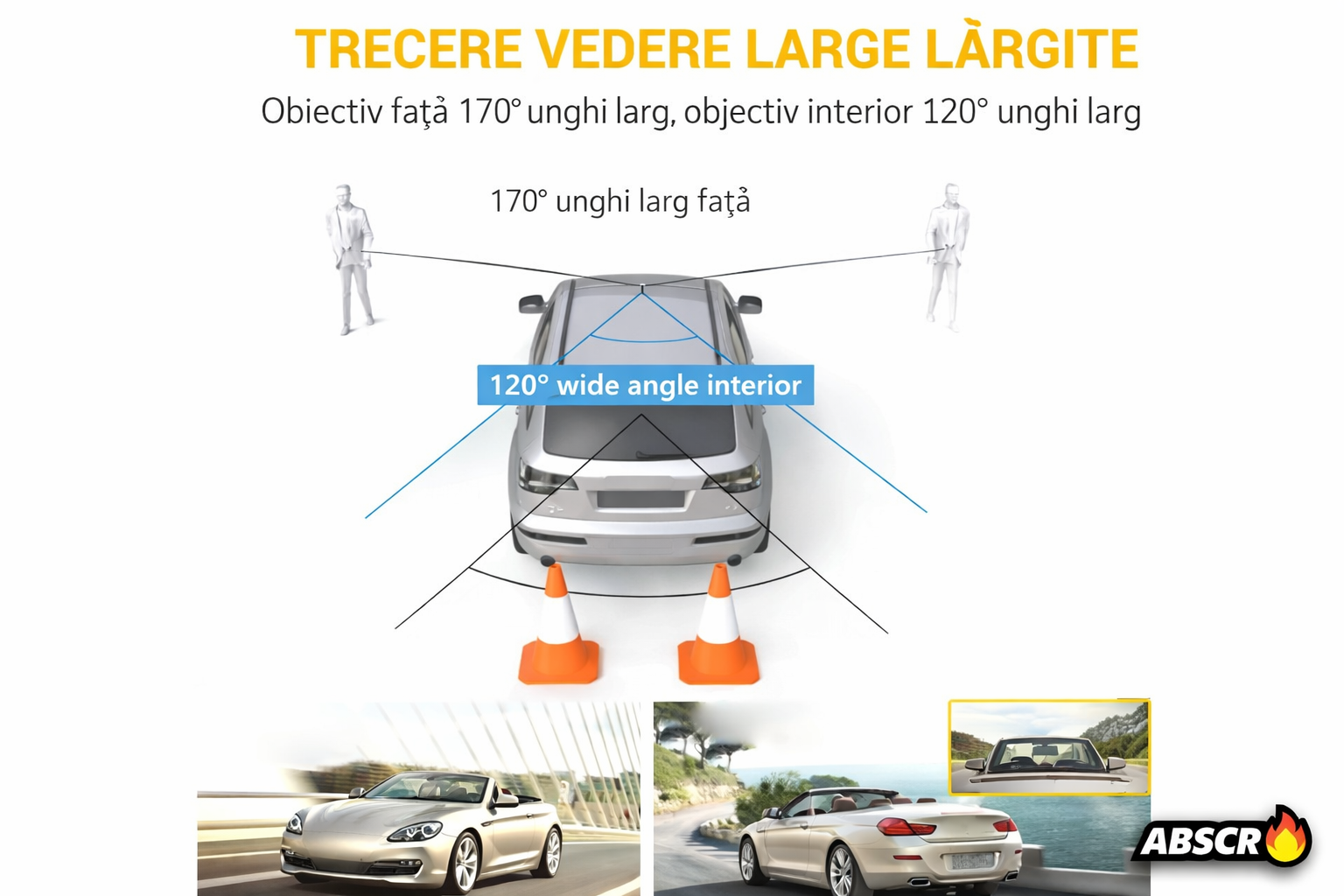 Camera auto DVR 3 canale, fata + interior + spate, Full HD 1080P, unghi larg 170°, ecran 2 inch, vedere nocturna, G-sensor, inregistrare in bucla - Boomsale.ro