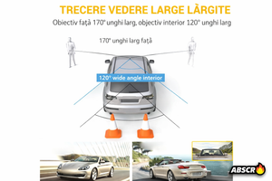 Camera auto DVR 3 canale, fata + interior + spate, Full HD 1080P, unghi larg 170°, ecran 2 inch, vedere nocturna, G-sensor, inregistrare in bucla - Boomsale.ro