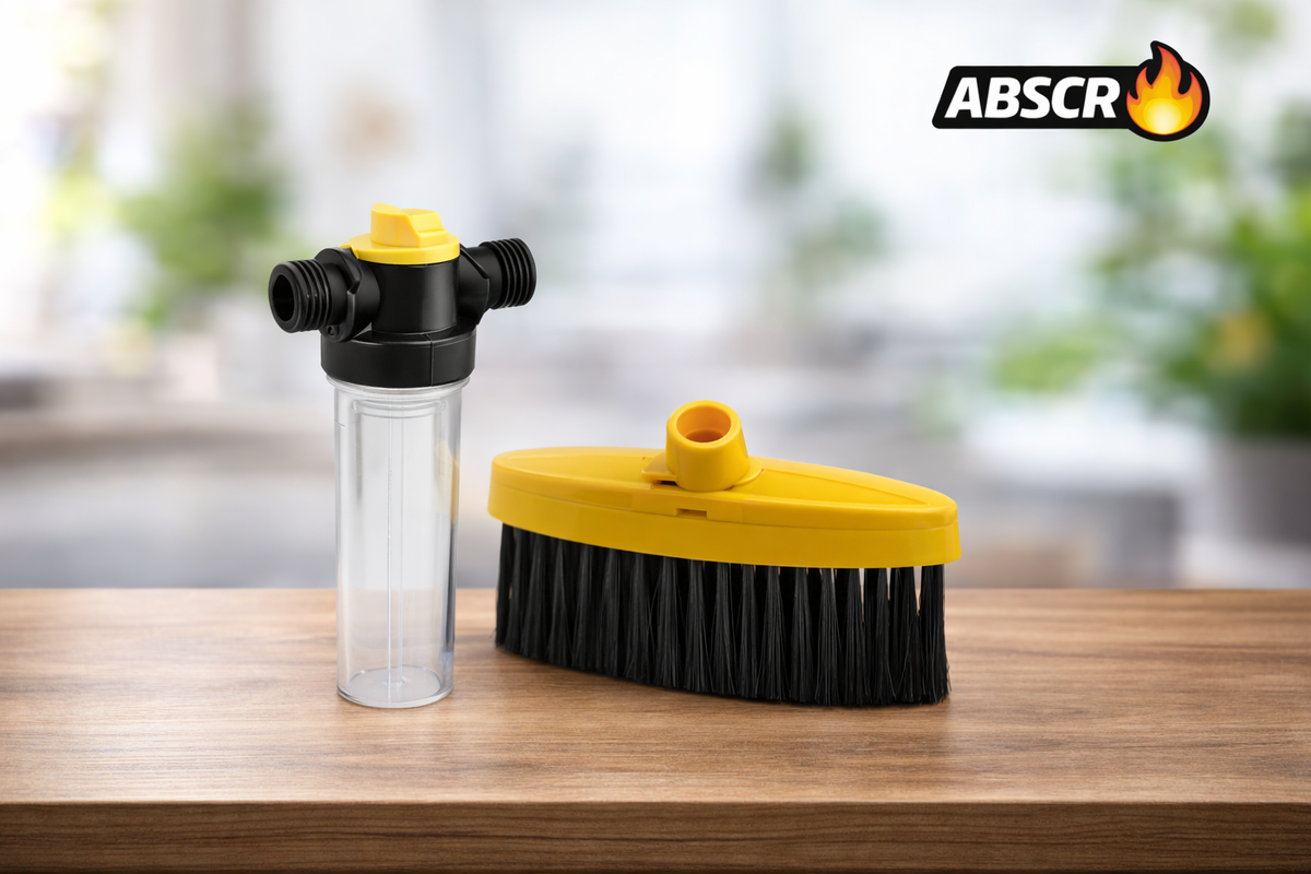 Aparat de Spalat cu Presiune cu Rezervor Detergent si Perie Rotativa – Kit Curatare Auto, Terasa, Gradina - Boomsale.ro