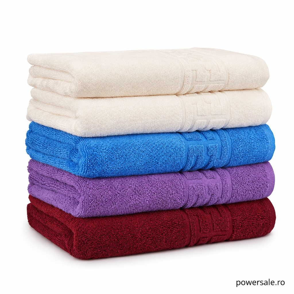 Set 5 Prosoape Baie 70x140 cm din Bumbac Premium – Absorbante, Moi si Rezistente - Boomsale.ro