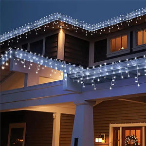 Set 3 Instalații Franjuri LED 3 x 12 m (36 m), Alb Rece, Alb Cald, Albastru, Multicolor - Boomsale.ro