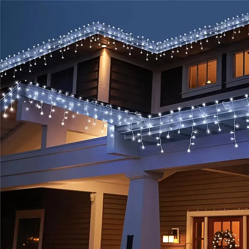 Set 3 Instalații Franjuri LED 3 x 12 m (36 m), Alb Rece, Alb Cald, Albastru, Multicolor - Boomsale.ro