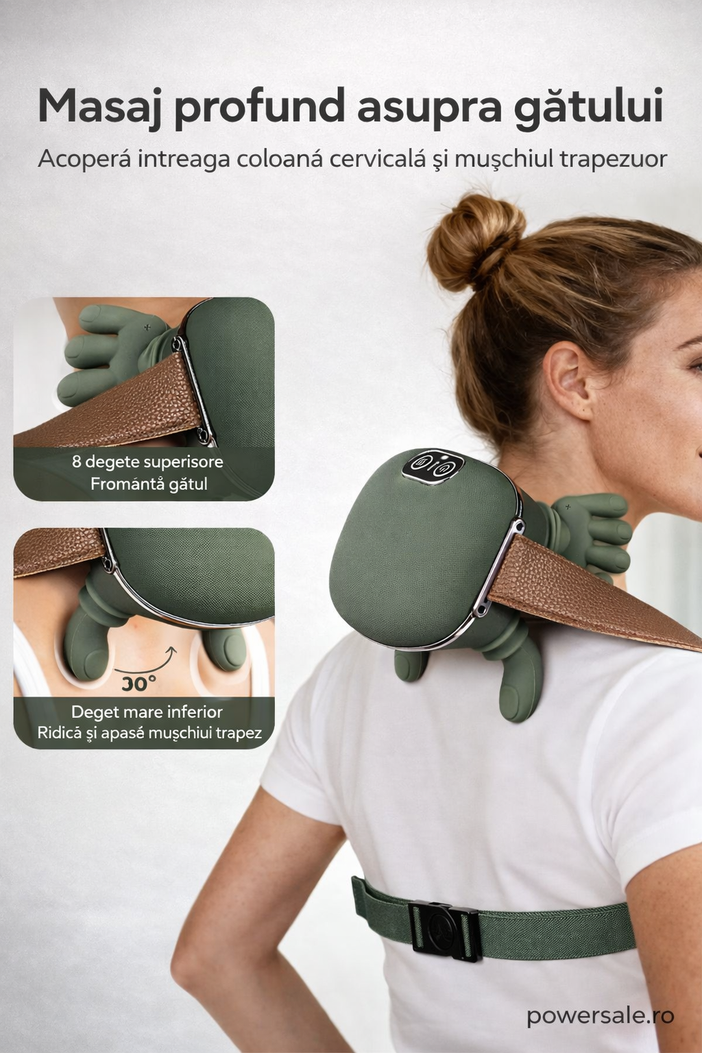 Aparat de masaj cervical cu tehnologie 4D și funcție de încălzire. Masaj profund pentru gât, umeri, spate și picioare. Design ergonomic, portabil și ușor de utilizat. - Boomsale.ro