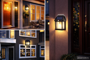 Set 8 Bucăți Lampă Solară de Perete Exterior cu Senzor de Mișcare și Senzor Crepuscular, 3 Moduri Iluminare - Boomsale.ro