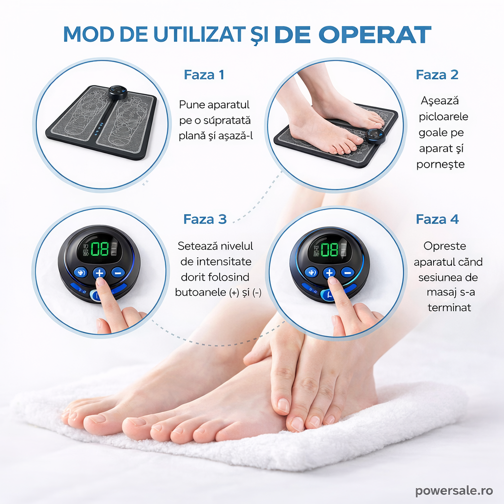 Set Aparat Masaj Picioare EMS + Aparat Masaj cu 6 trepte de viteza - Boomsale.ro