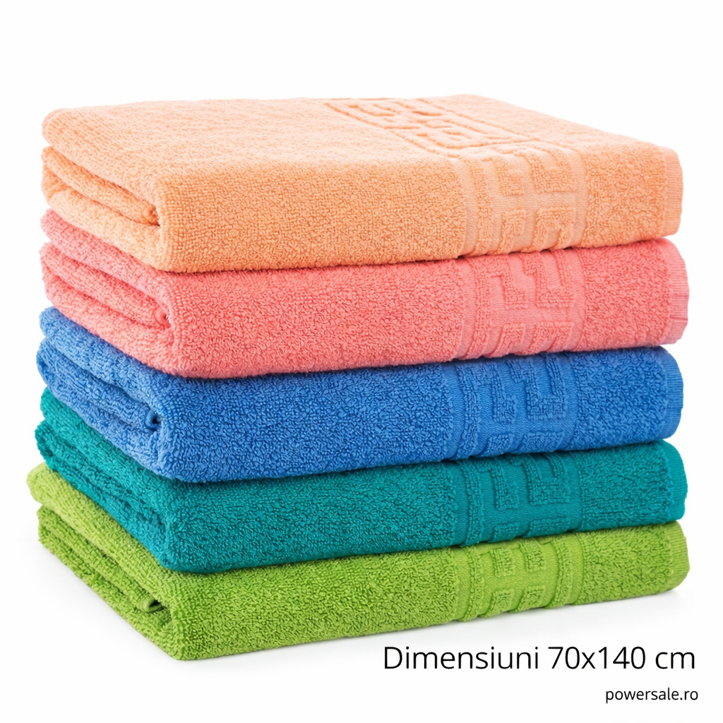 Set 5 Prosoape Baie 70x140 cm din Bumbac Premium – Absorbante, Moi si Rezistente - Boomsale.ro