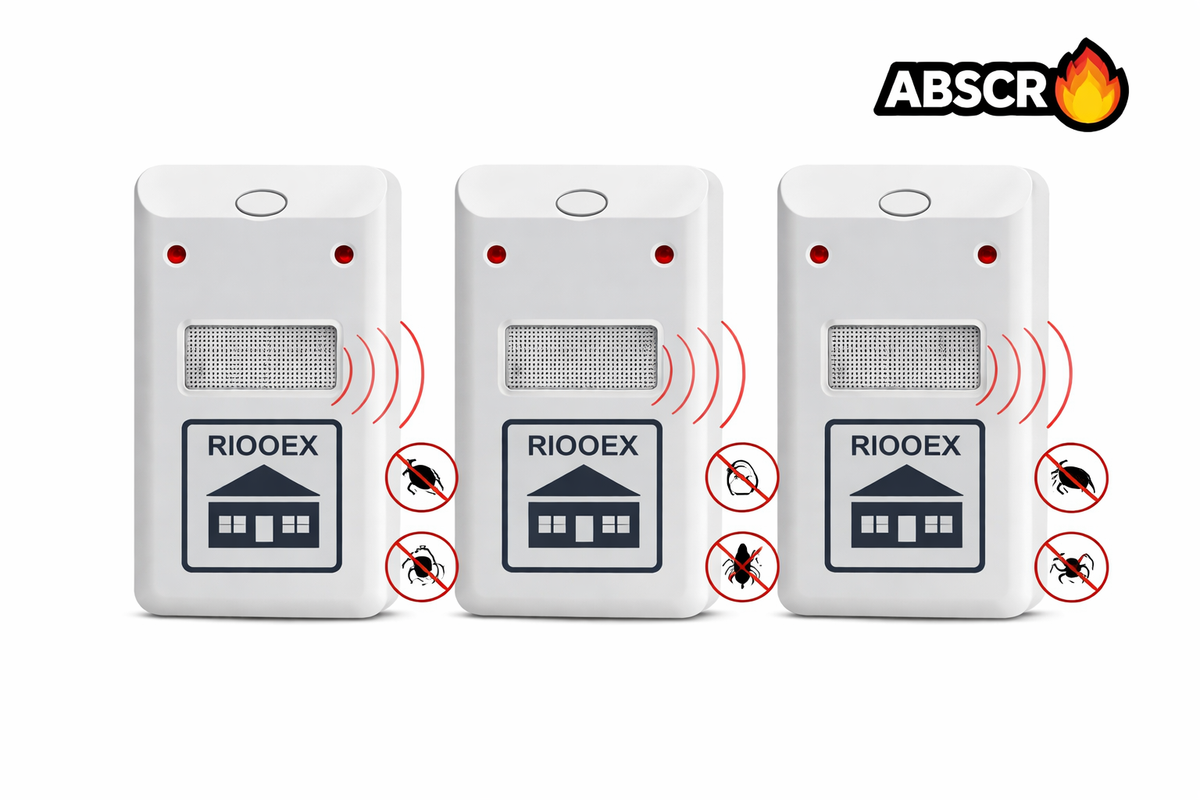 Set 3 Bucati Aparat Antigandaci si Antirozatoare RIOOEX Plus – Dispozitiv Ultrasunete Anti Insecte si Soareci, Alb - Boomsale.ro