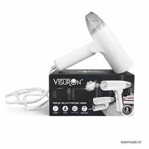Fier de călcat cu abur portabil VISURON 1500W, încălzire rapidă 30s, pliabil, jet puternic, rezervor 100ml – ideal pentru acasă și călătorii - Boomsale.ro