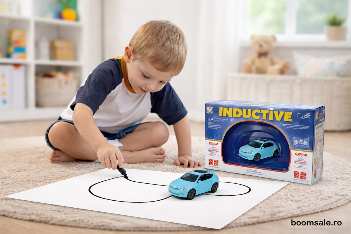 Mașinuță Magică pe Traseu cu Marker Inclus – Jucărie Interactivă Educativă pentru Copii, Urmărește Linia Desenată - Boomsale.ro