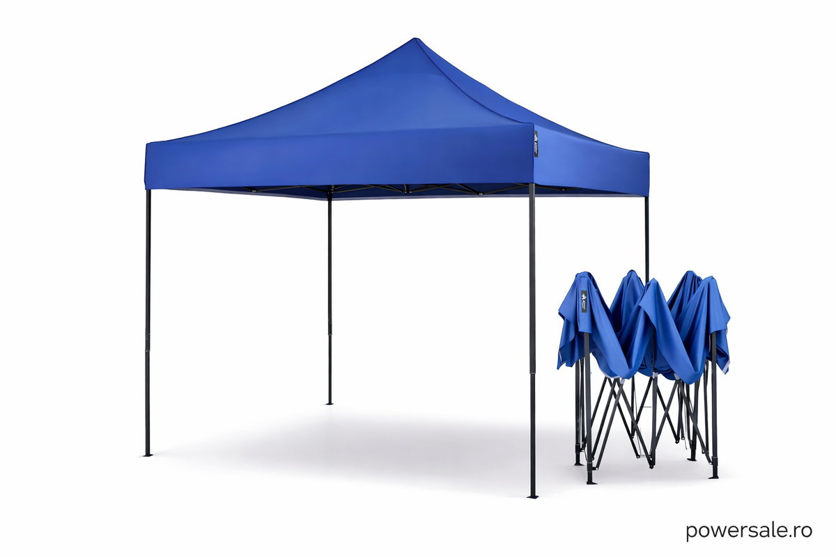 Pavilion Pliabil 3x3m Profesional – Cort Impermeabil 800 g/m² cu Structură Metalică Tip Armonică pentru Grădină, Evenimente și Târguri - Boomsale.ro