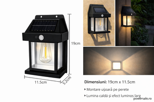 Set 8 Bucăți Lampă Solară de Perete Exterior cu Senzor de Mișcare și Senzor Crepuscular, 3 Moduri Iluminare - Boomsale.ro