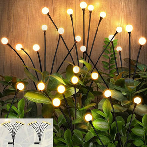 Set 2 Lampi Solare Licurici pentru Gradina, 8 LED-uri, 70 cm, Lumina Alb Cald, IP65, ABS - Boomsale.ro
