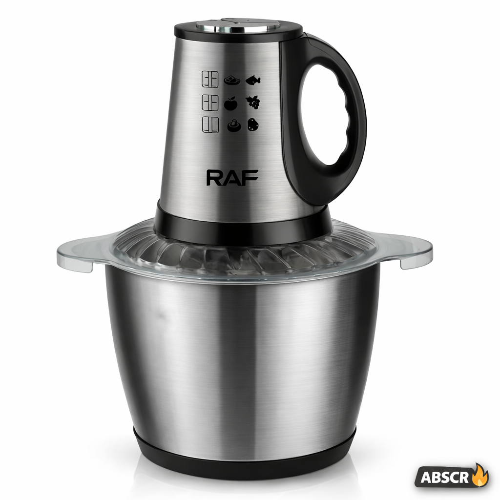 Tocator electric RAF 7032 din inox 3L, 2 viteze, motor puternic, pentru carne si legume - Boomsale.ro