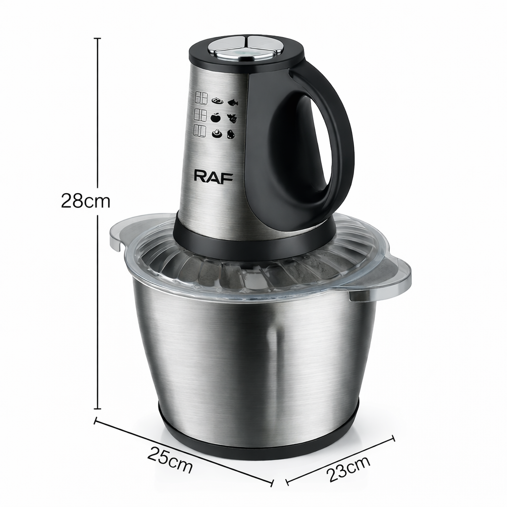 Tocator electric RAF 7032 din inox 3L, 2 viteze, motor puternic, pentru carne si legume - Boomsale.ro