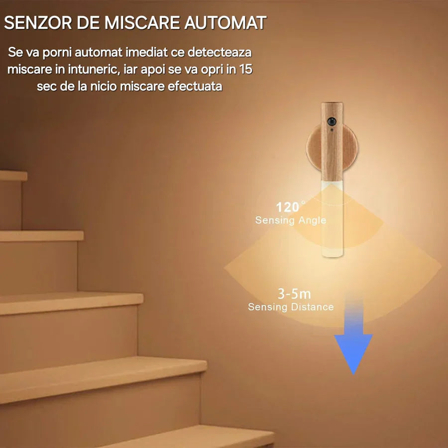 Set 4 Lampa LED de perete cu senzor de miscare, prindere de suport cu magnet, portabil, comutator ON/OFF,AUTO - Boomsale.ro