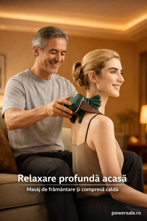 Aparat de masaj cervical cu tehnologie 4D și funcție de încălzire. Masaj profund pentru gât, umeri, spate și picioare. Design ergonomic, portabil și ușor de utilizat. - Boomsale.ro