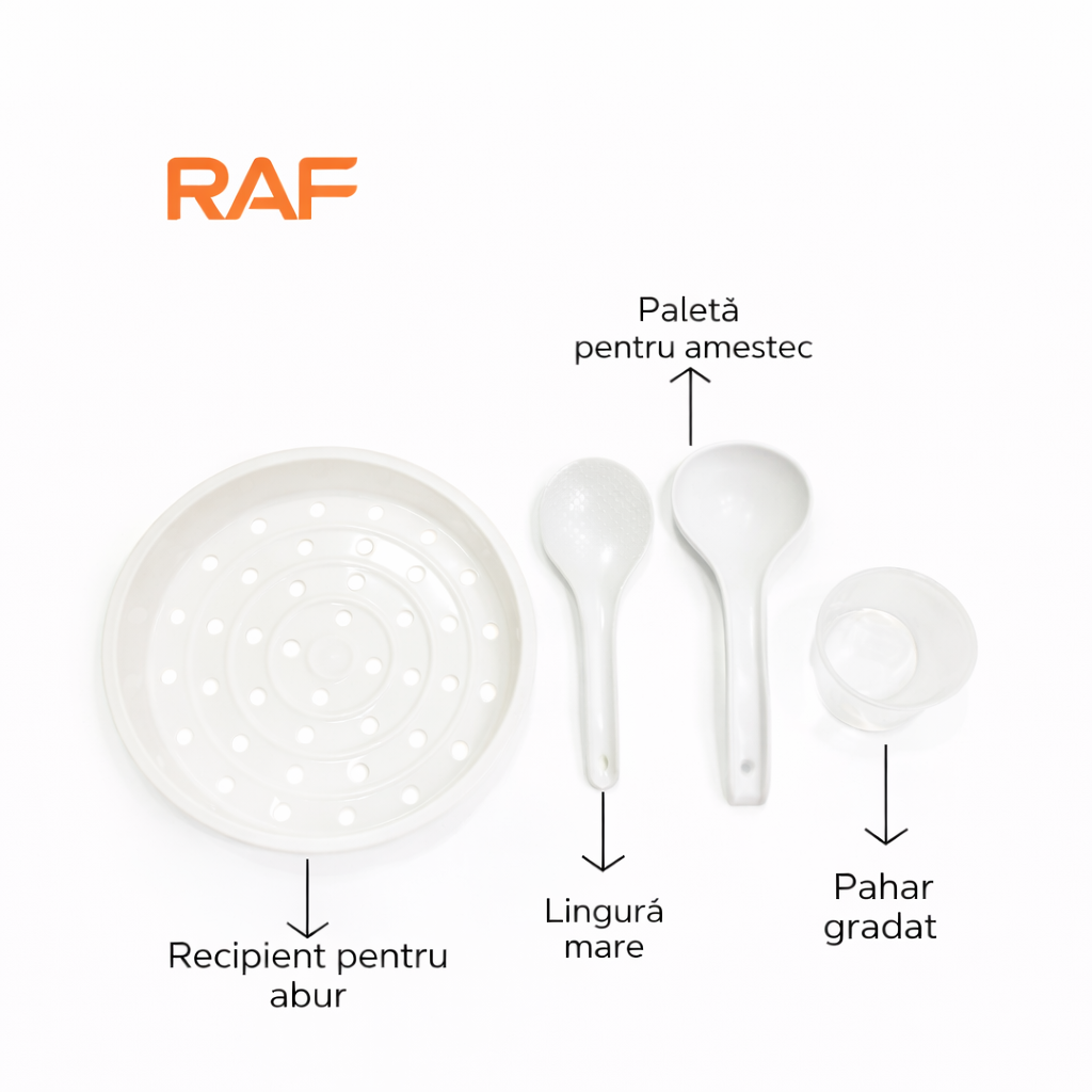 Oală multicooker RAF R166W 5L, 900W, 12 programe, afișaj digital, multifuncțională, alb - Boomsale.ro