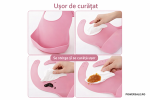 Set 10 piese hranire bebelusi din silicon alimentar – Set diversificare complet cu baveta reglabila - Boomsale.ro