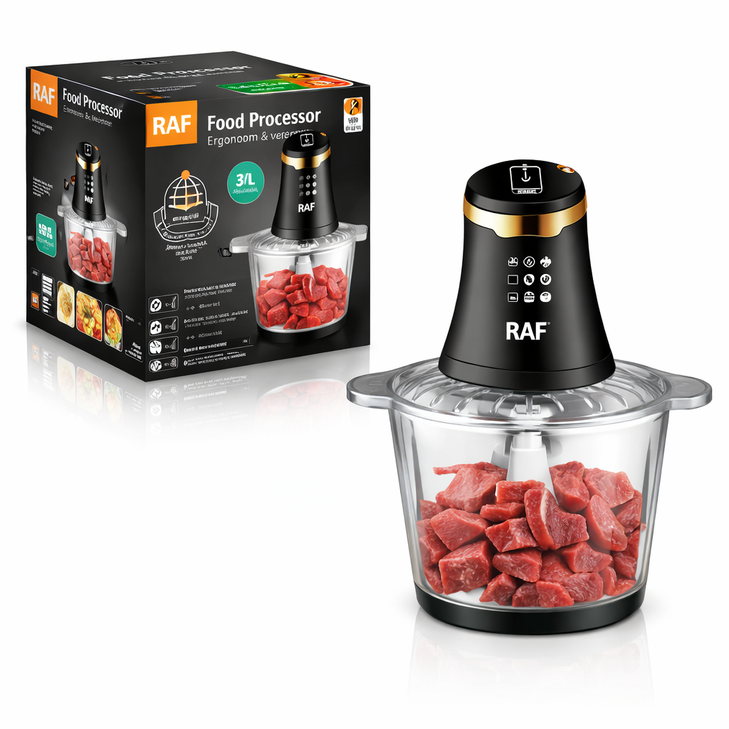Tocator electric multifunctional RAF R7041 Smart Pulse 800W, bol 3L, 4 lame, 2 viteze, pentru carne si legume - Boomsale.ro