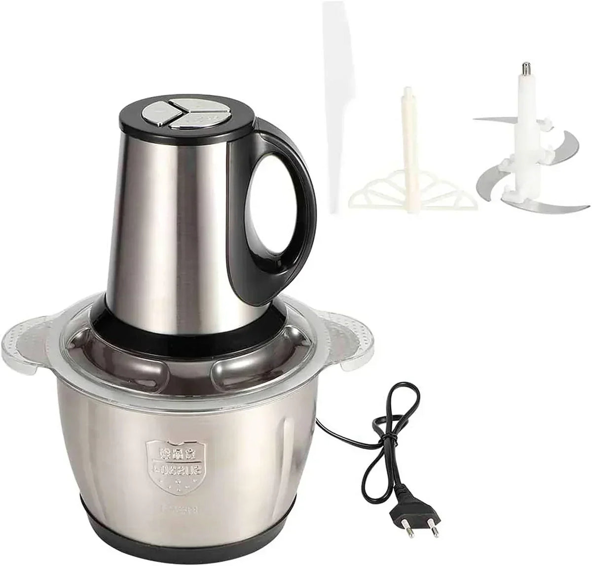 Tocator electric carne si legume, 4 lame inox, 2 viteze, capacitate mare, bol inox - Boomsale.ro