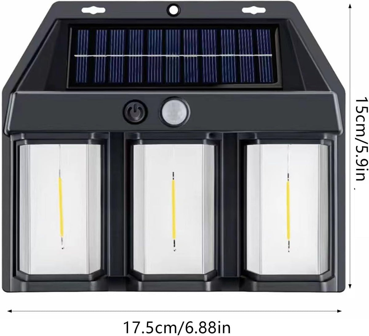 Set 3 x Lampa Solara de Perete tripla, LED, Senzor Miscare - Boomsale.ro
