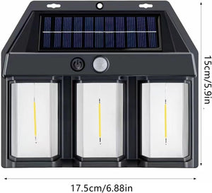 Set 3 x Lampa Solara de Perete tripla, LED, Senzor Miscare - Boomsale.ro