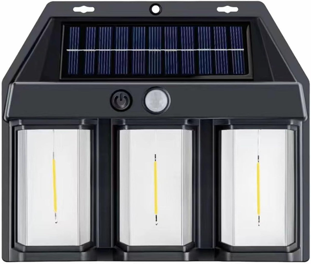 Set 3 x Lampa Solara de Perete tripla, LED, Senzor Miscare - Boomsale.ro