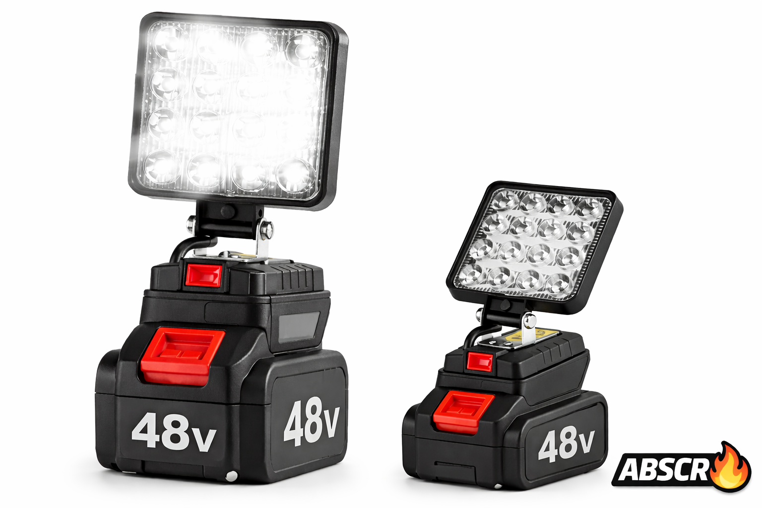 Lampa de lucru LED 48W portabilă cu acumulator Li-Ion 48V – Proiector profesional reglabil 90°, lumină puternică pentru atelier, șantier, camping - Boomsale.ro