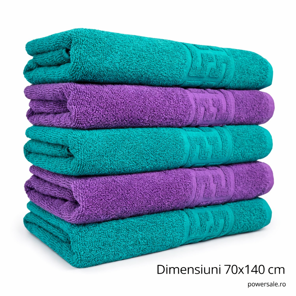 Set 5 Prosoape Baie 70x140 cm din Bumbac Premium – Absorbante, Moi si Rezistente - Boomsale.ro