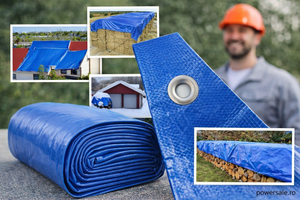 Set 2 Bucăți Prelată Impermeabilă 5x6 m Albastră – Prelată Rezistentă cu Ochiuri Metalice - Boomsale.ro