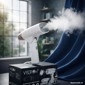 Fier de călcat cu abur portabil VISURON 1500W, încălzire rapidă 30s, pliabil, jet puternic, rezervor 100ml – ideal pentru acasă și călătorii - Boomsale.ro