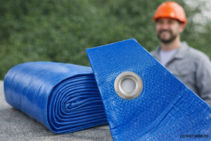 Set 2 Bucăți Prelată Impermeabilă 5x6 m Albastră – Prelată Rezistentă cu Ochiuri Metalice - Boomsale.ro