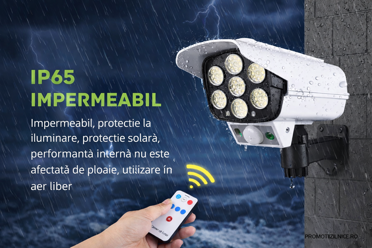 Set 3x Cameră falsă solară cu panou solar + 77 LED + senzor de mișcare – design realist, ideal exterior - Boomsale.ro