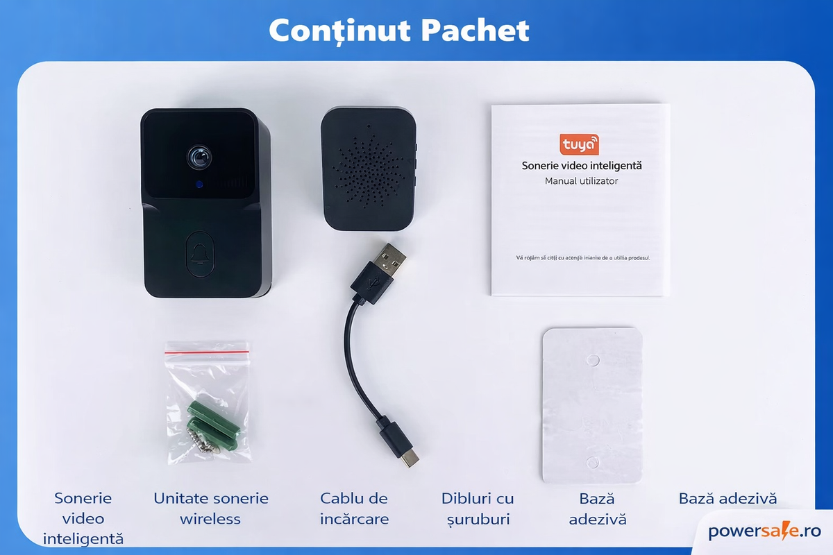 Sonerie video wireless HD 720p cu vedere nocturnă și audio bidirecțional - Boomsale.ro