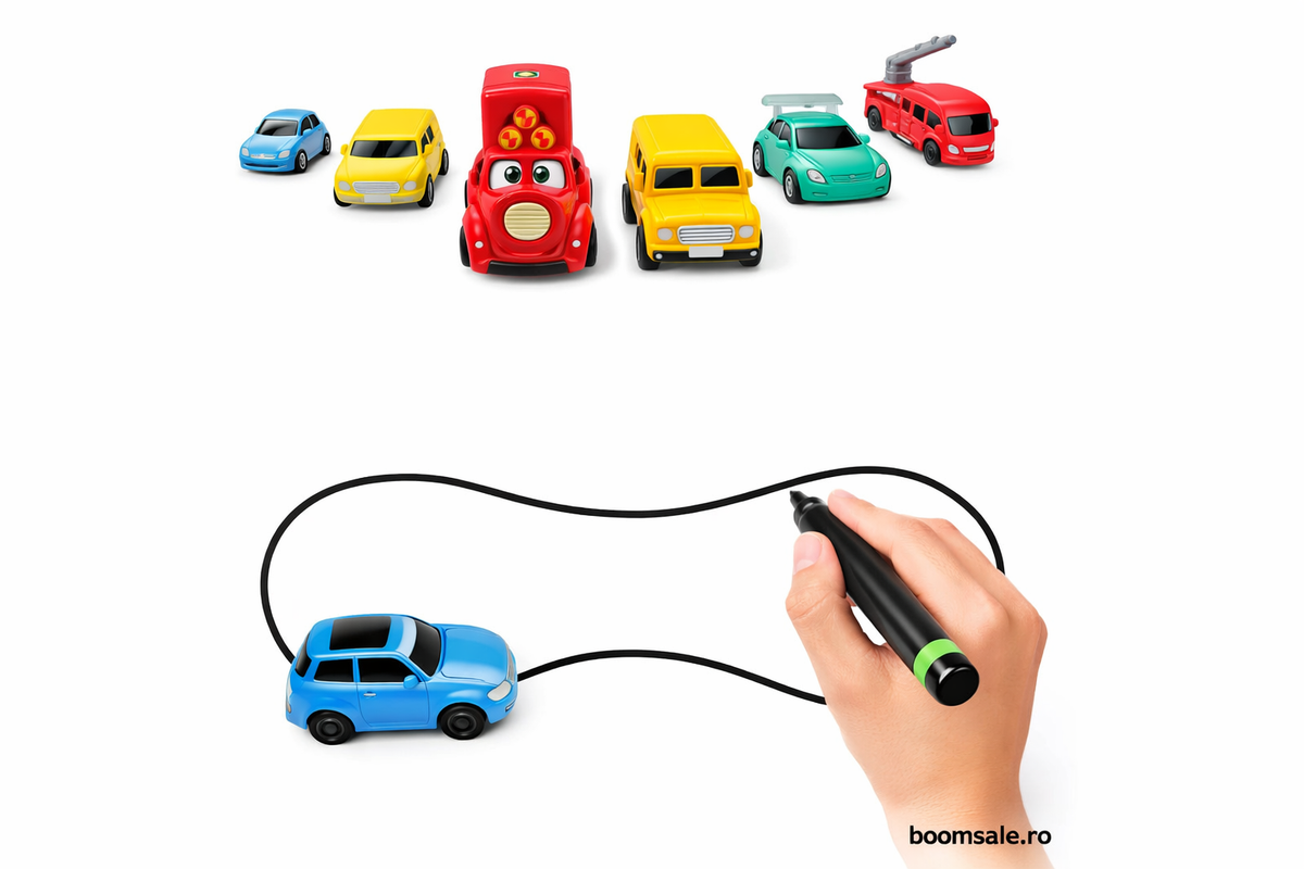 Mașinuță Magică pe Traseu cu Marker Inclus – Jucărie Interactivă Educativă pentru Copii, Urmărește Linia Desenată - Boomsale.ro