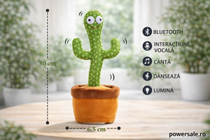 Papagal Vorbitor Interactiv + Cactus Dansator Cadou | Jucării de Plus Interactive pentru Copii - Boomsale.ro