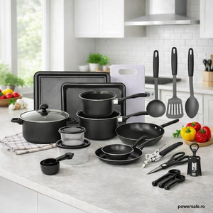 Set Ustensile Bucătărie Premium 22 pcs – Oale, Tigăi și Accesorii - Boomsale.ro