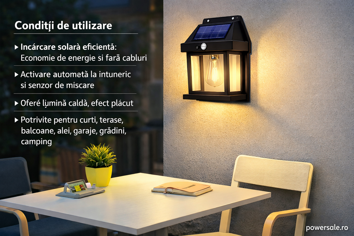 Set 8 Bucăți Lampă Solară de Perete Exterior cu Senzor de Mișcare și Senzor Crepuscular, 3 Moduri Iluminare - Boomsale.ro