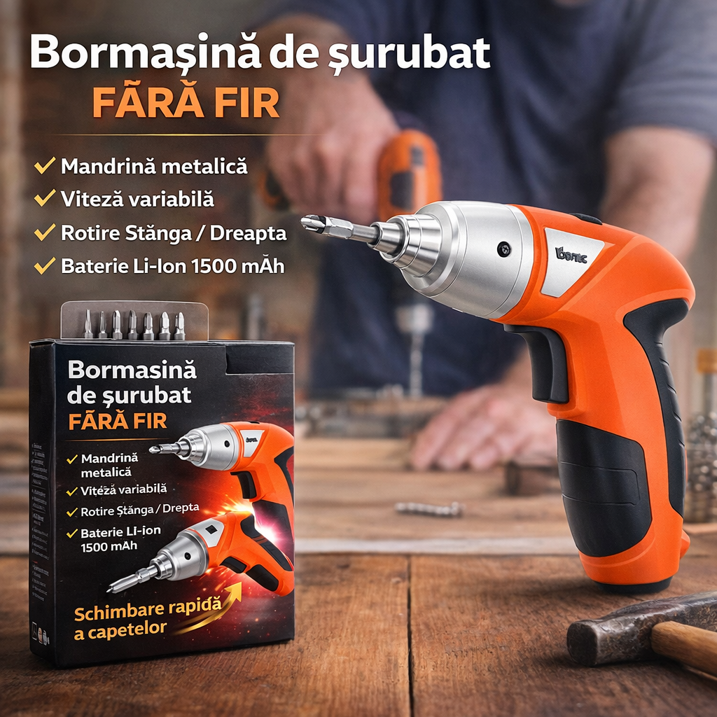 Set scule complet pentru casa si atelier – Trusa 40 chei tubulare din otel + Surubelnita electrica cu 45 accesorii - Boomsale.ro