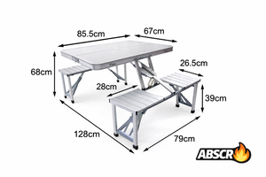 Masa pliabila aluminiu tip geamantan cu 4 scaune si suport umbrela – ideala pentru picnic, camping si gradina - Boomsale.ro