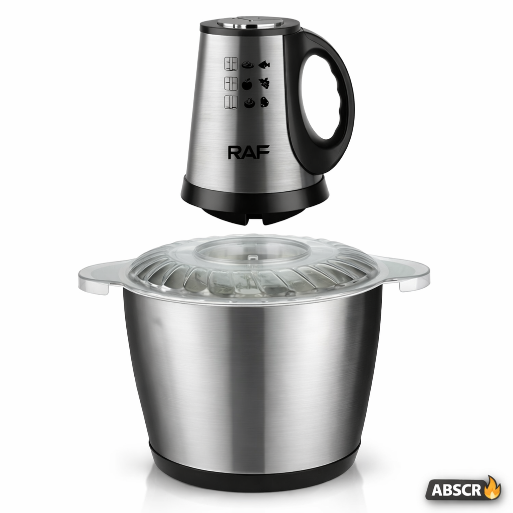 Tocator electric RAF 7032 din inox 3L, 2 viteze, motor puternic, pentru carne si legume - Boomsale.ro