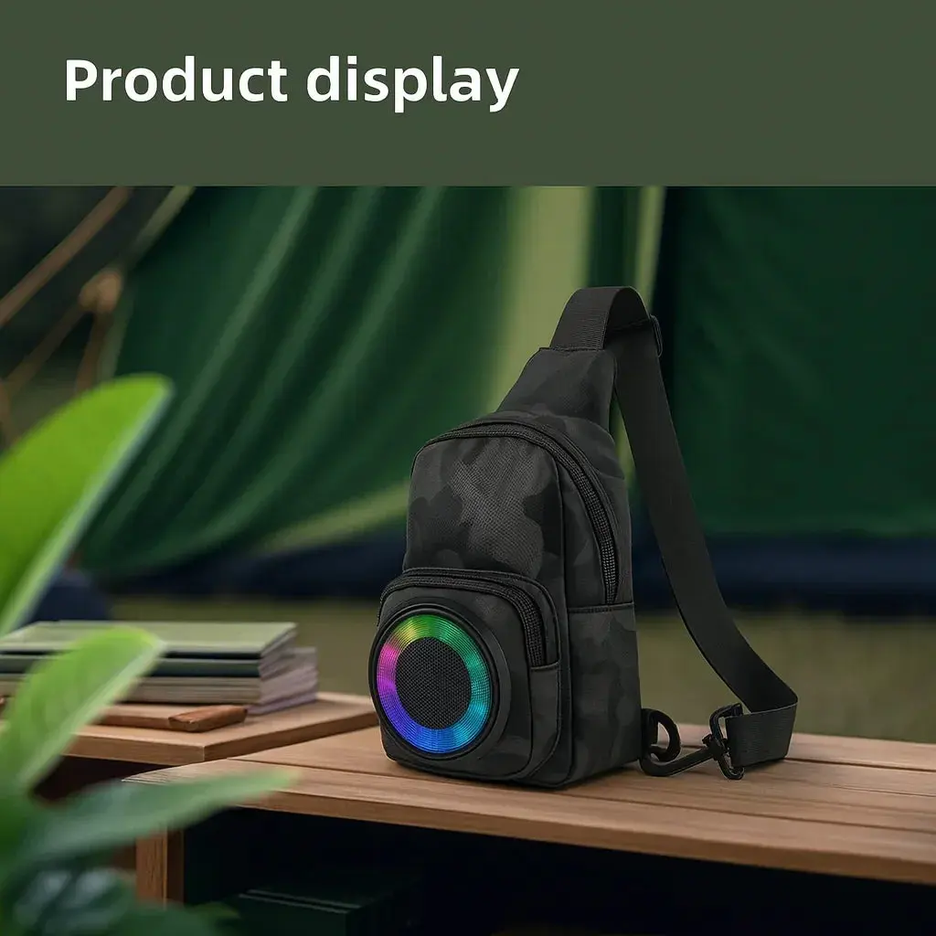 Boxă portabilă tip rucsac, Bluetooth 5.0, lumini RGB, FM, TWS, power bank - Boomsale.ro