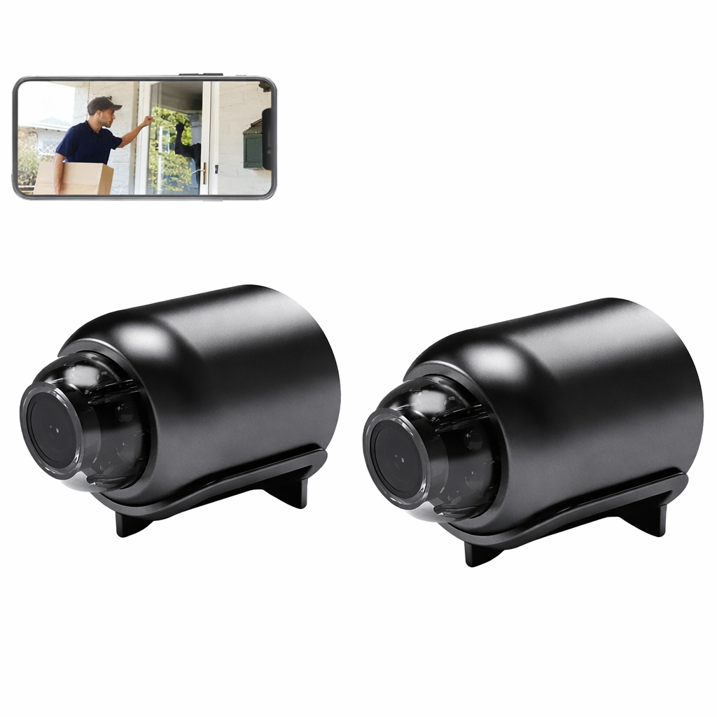 Set 2 Mini cameră de securitate wireless 1080P HD, vedere nocturnă - Boomsale.ro