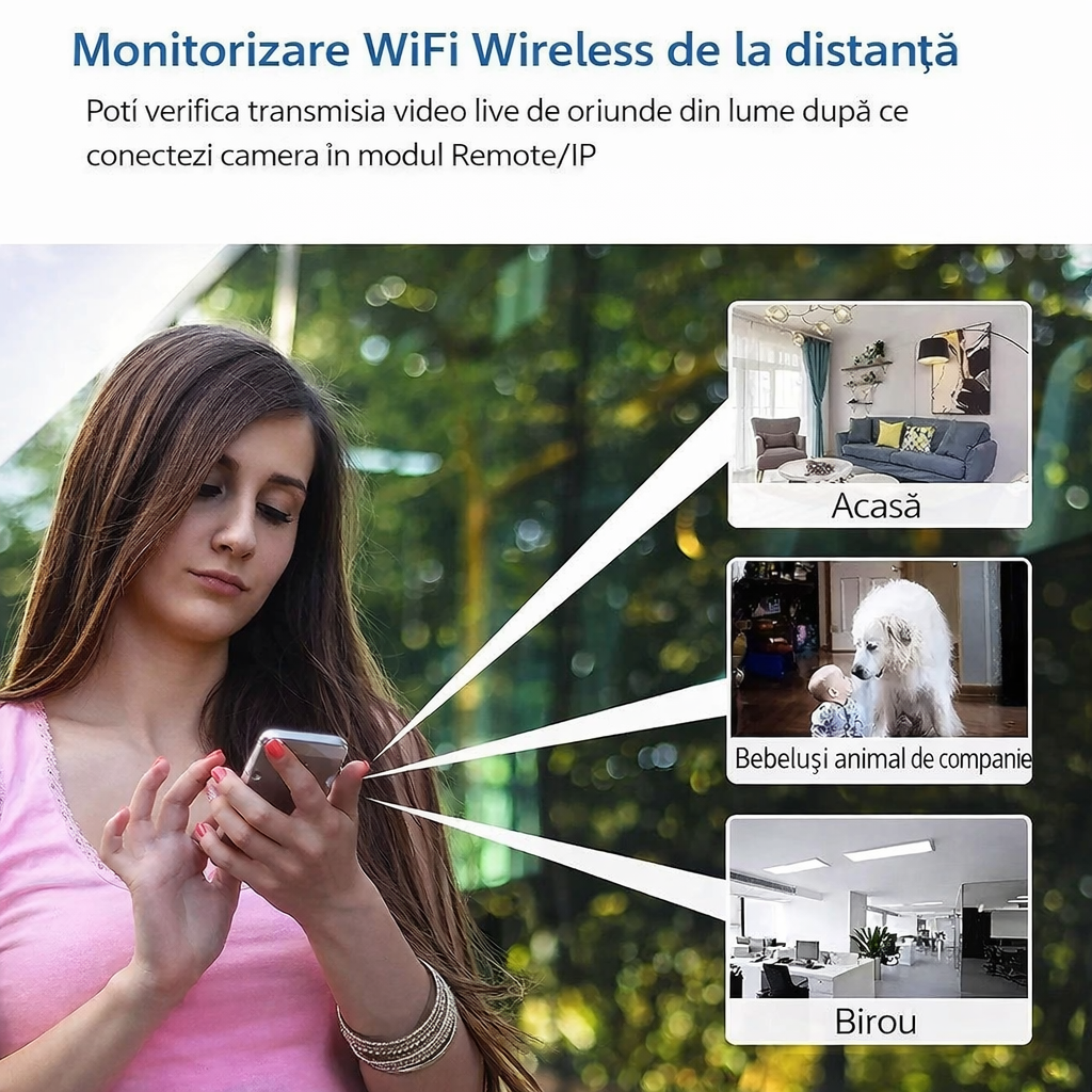 Set 2 Mini cameră de securitate wireless 1080P HD, vedere nocturnă - Boomsale.ro