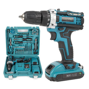 Trusa Bormasina, mandrina metalica, 2 acumulatori 36V, incarcator, Adaptor drujba pentru bormasina - Boomsale.ro