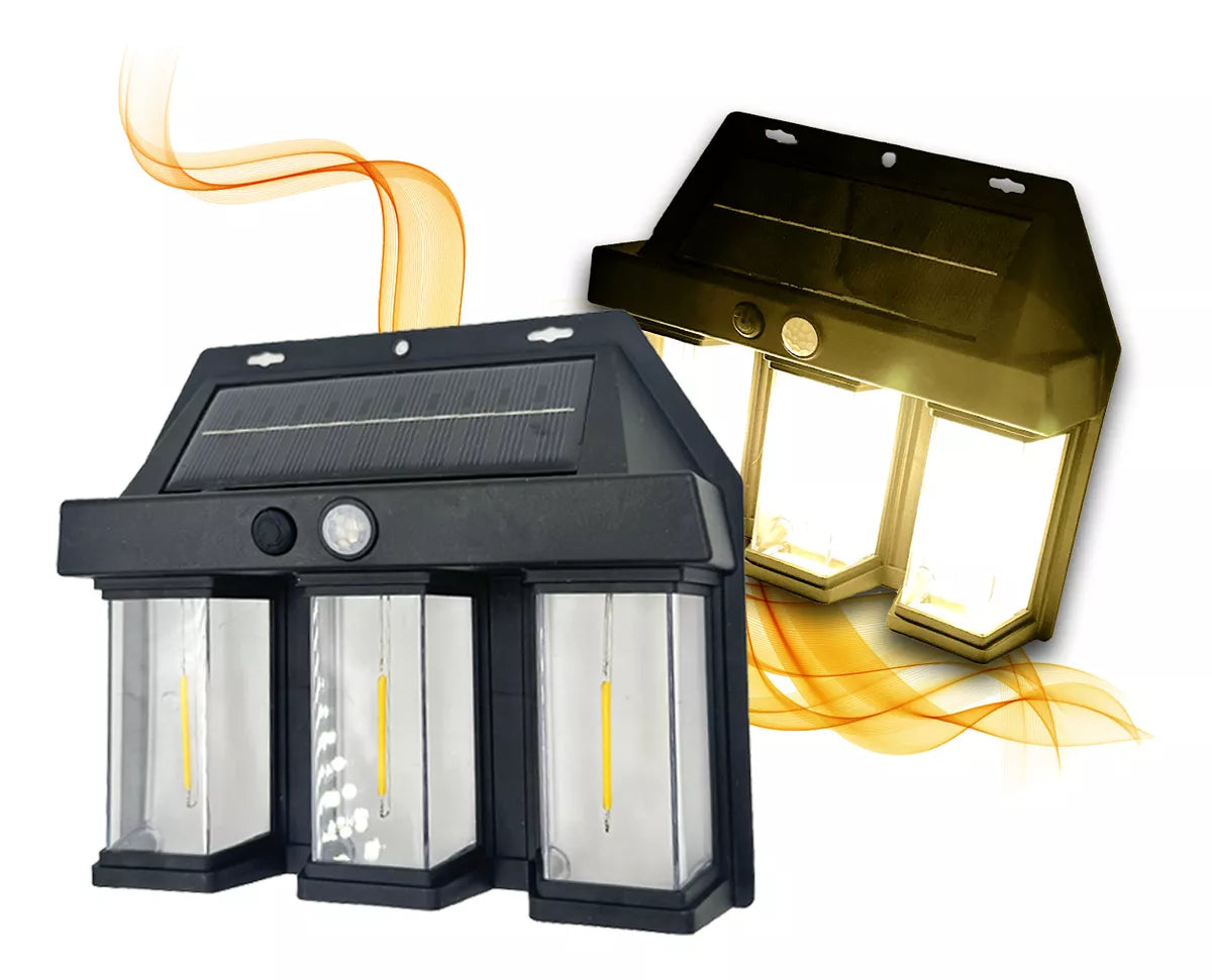 Set 3 x Lampa Solara de Perete tripla, LED, Senzor Miscare - Boomsale.ro