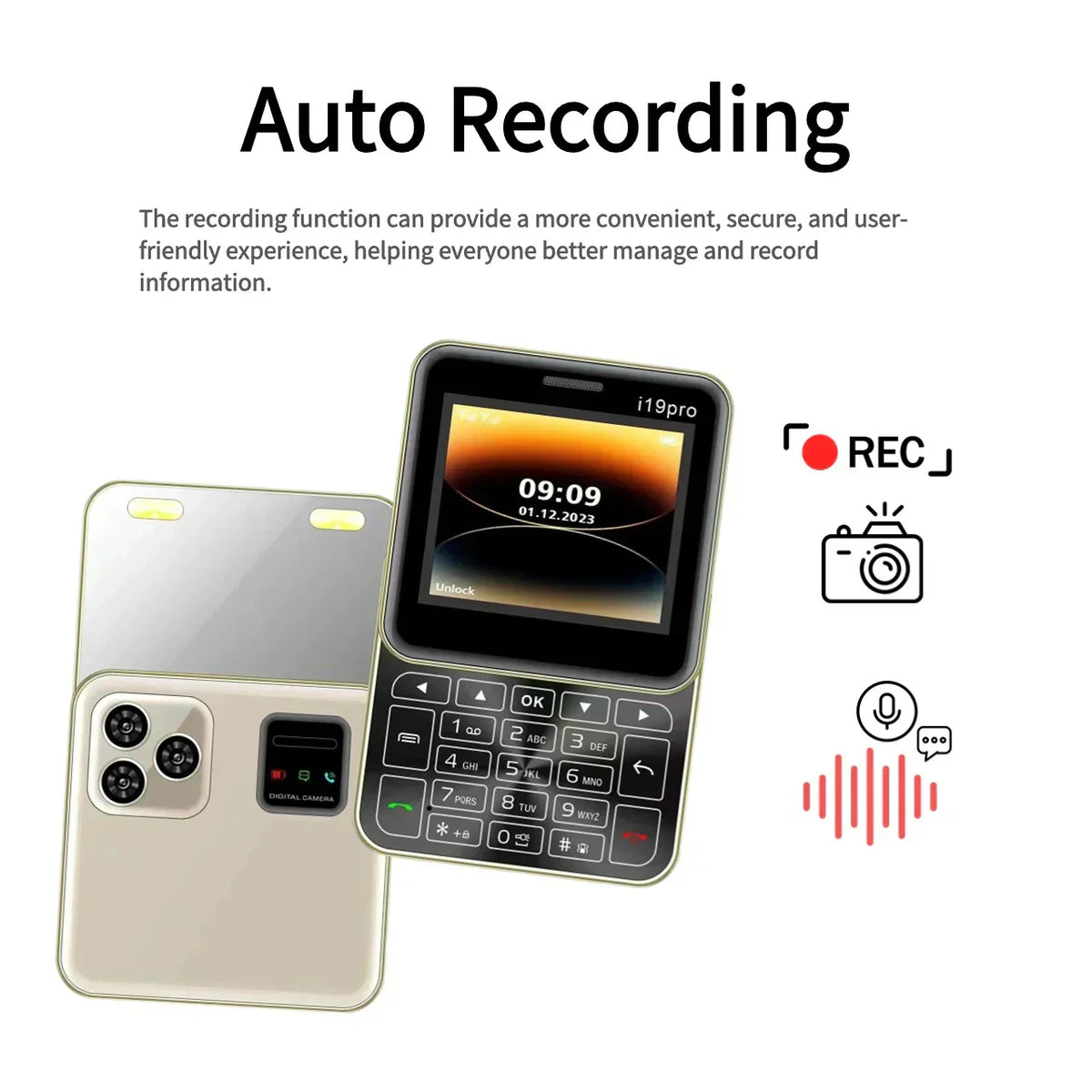 Telefon Mini i19 Pro Slide Button – 2.4", Dual SIM, 2G GSM, camera, FM, Bluetooth, butoane, deblocat - Boomsale.ro